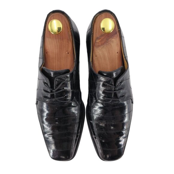 Vintage Mezlan Platinum Exotic Eel Skin Mens Size 7E Black Leather Dress Oxfords main image 9